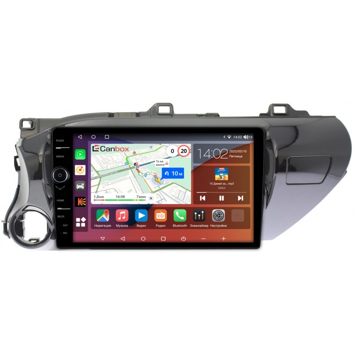 Штатная магнитола Toyota Hilux VIII 2015-2022 Canbox H-Line 7852-1056 на Android 10 (4G-SIM, 3/32, DSP, QLed) (для любой комплектации)