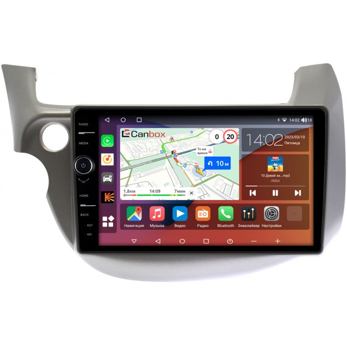 Штатная магнитола Honda Jazz II 2008-2014 (левый руль) Canbox H-Line 7852-1067 на Android 10 (4G-SIM, 3/32, DSP, QLed)