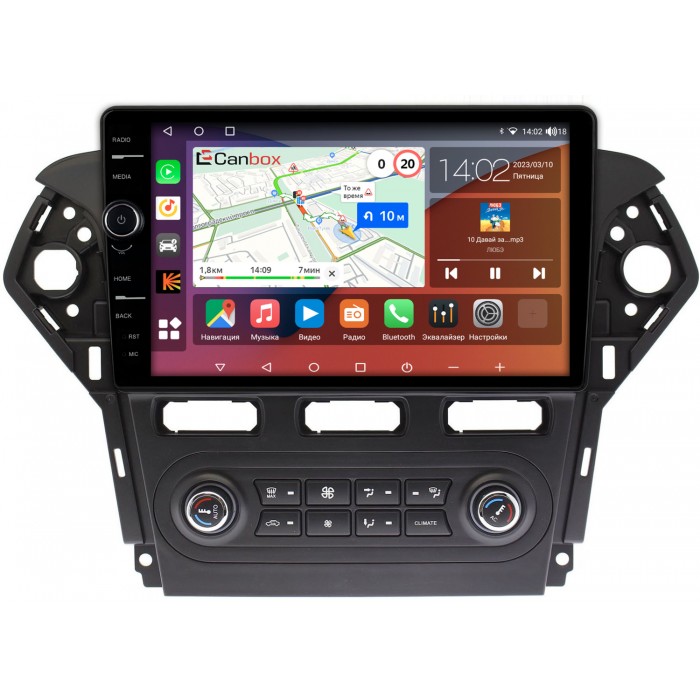 Штатная магнитола Ford Mondeo IV 2010-2015 (черная) Canbox H-Line 7853-1018 для авто с Blaupunkt на Android 10 (4G-SIM, 4/64, DSP, QLed)