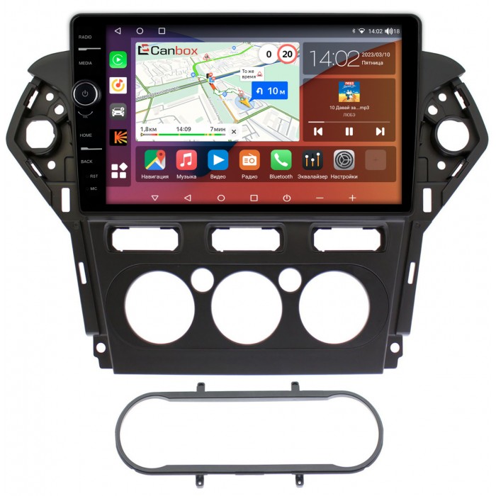 Штатная магнитола Ford Mondeo IV 2010-2015 (черная) Canbox H-Line 7853-1019 на Android 10 (4G-SIM, 4/64, DSP, QLed)