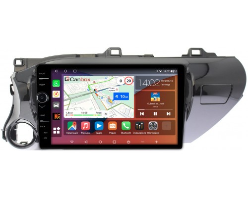 Toyota Hilux VIII 2015-2022 Canbox H-Line 7853-1056 на Android 10 (4G-SIM, 4/64, DSP, QLed) (для любой комплектации)