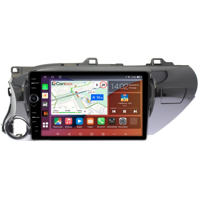 Штатная магнитола Toyota Hilux VIII 2015-2022 Canbox H-Line 7853-1056 на Android 10 (4G-SIM, 4/64, DSP, QLed) (для любой комплектации)