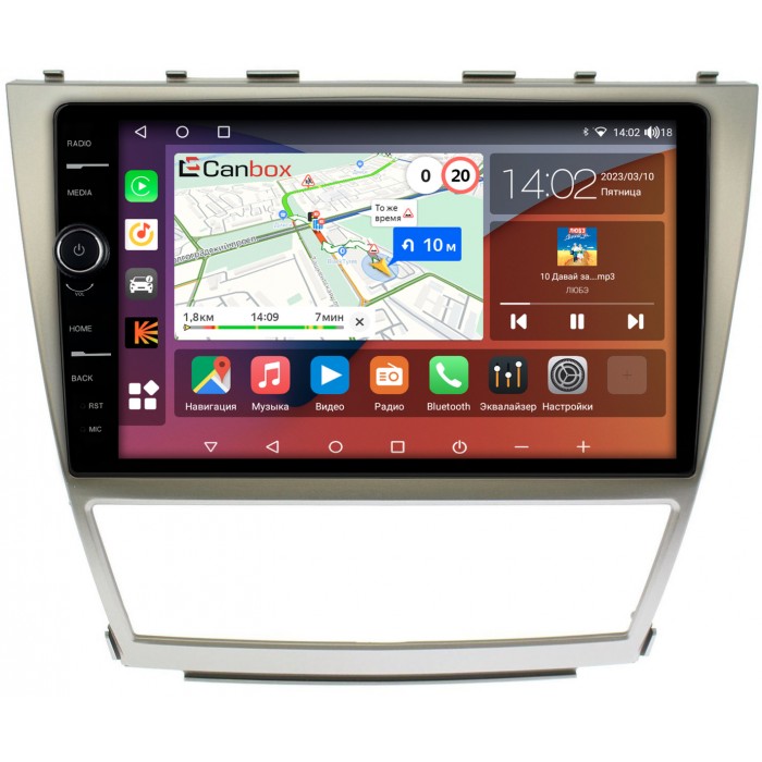 Штатная магнитола Toyota Camry XV40 (2006-2011) Canbox H-Line 7853-1063 на Android 10 (4G-SIM, 4/64, DSP, QLed)