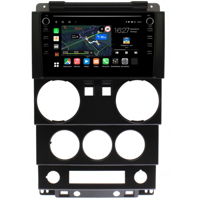 Штатная магнитола Jeep Wrangler 3 (JK) (2007-2010) (2 двери) Canbox M-Line 7891-9-0232 на Android 10 (4G-SIM, 2/32, DSP, IPS) С крутилками