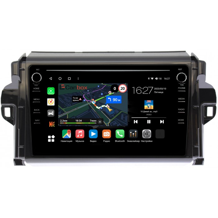 Штатная магнитола Toyota Fortuner 2 (2015-2022) Canbox M-Line 7891-9106 Android 10 (4G-SIM, 2/32, DSP, IPS) С крутилками