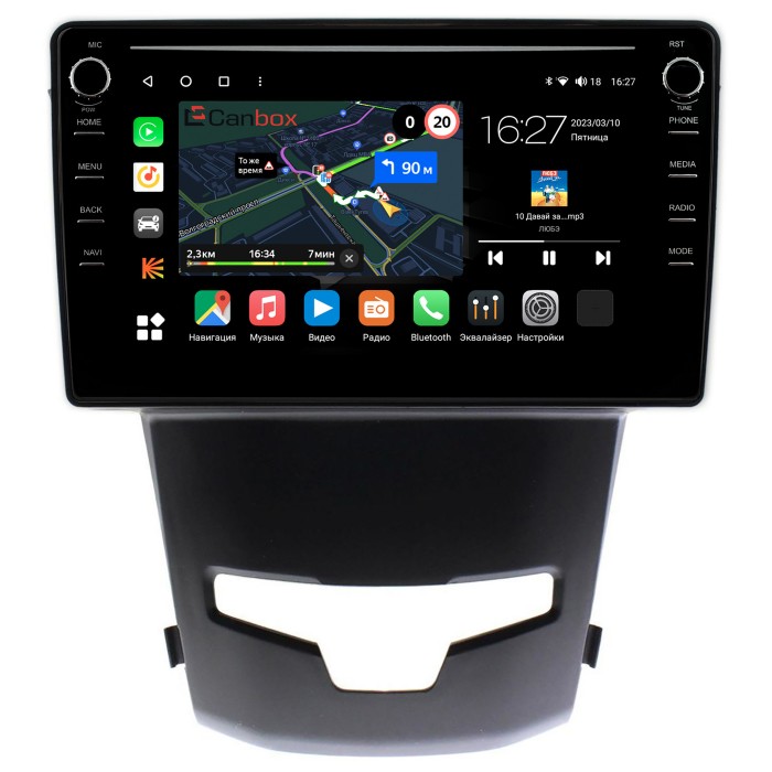 Штатная магнитола SsangYong Actyon 2 (2013-2022) Canbox M-Line 7891-9183 Android 10 (4G-SIM, 2/32, DSP, IPS) С крутилками