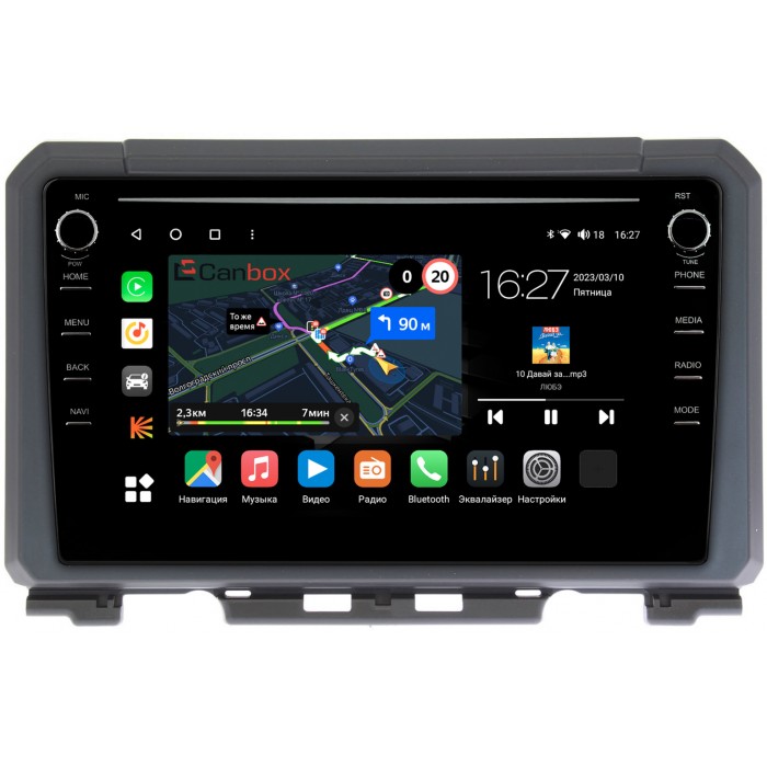 Штатная магнитола Suzuki Jimny IV 2018-2022 Canbox M-Line 7891-9216 Android 10 (4G-SIM, 2/32, DSP, IPS) С крутилками