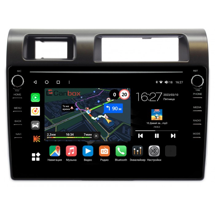 Штатная магнитола Toyota Land Cruiser 70 2007-2021 Canbox M-Line 7891-9286 на Android 10 (4G-SIM, 2/32, DSP, IPS) С крутилками