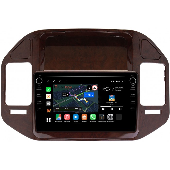 Штатная магнитола Mitsubishi Pajero III, Montero III 1999-2006 (орех) Canbox M-Line 7891-9387 на Android 10 (4G-SIM, 2/32, DSP, IPS) С крутилками