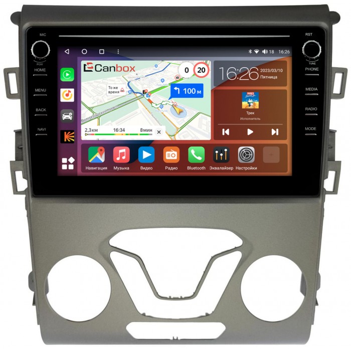 Штатная магнитола Ford Mondeo V 2014-2022, Fusion II (North America) 2012-2016 Canbox H-Line 7892-9-096 на Android 10 (4G-SIM, 3/32, DSP, IPS) С крутилками