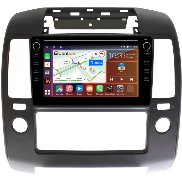 Штатная магнитола Nissan Navara (Frontier) III (D40) 2005-2010 Canbox H-Line 7892-9-1103 на Android 10 (4G-SIM, 3/32, DSP, IPS) С крутилками