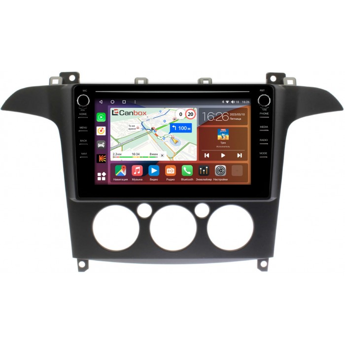 Штатная магнитола Ford S-MAX 2006-2015 (с кондиционером) Canbox H-Line 7892-9-FR098N на Android 10 (4G-SIM, 3/32, DSP, IPS) С крутилками