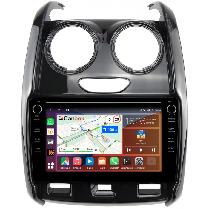 Штатная магнитола Renault Duster (2015-2021) Canbox H-Line 7892-9-RE046N на Android 10 (4G-SIM, 3/32, DSP, IPS) С крутилками