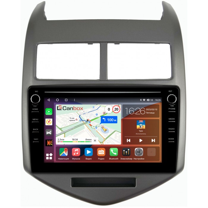 Штатная магнитола Chevrolet Aveo 2 (2011-2020) Canbox H-Line 7892-9009 на Android 10 (4G-SIM, 3/32, DSP, IPS) С крутилками