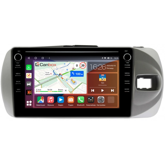 Штатная магнитола Toyota Vitz III (XP130) 2014-2019 Canbox H-Line 7892-9432 на Android 10 (4G-SIM, 3/32, DSP, IPS) С крутилками