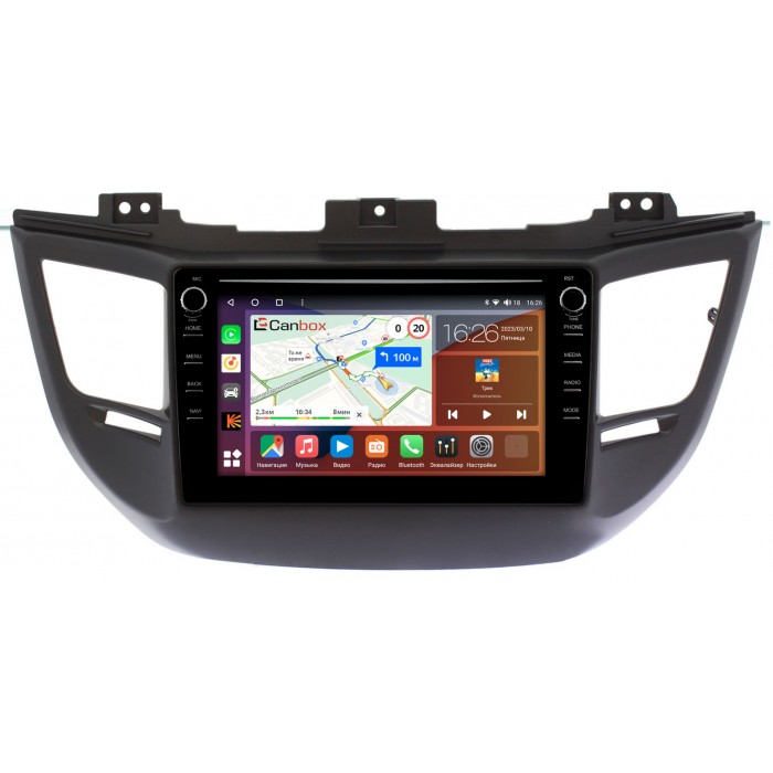 Штатная магнитола Hyundai Tucson III 2015-2018 Canbox H-Line 7893-9-064-1 на Android 10 (4G-SIM, 4/64, DSP, IPS) С крутилками для авто с камерой