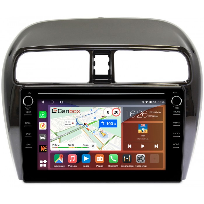 Штатная магнитола Mitsubishi Mirage VI (2012-2022) Canbox H-Line 7893-9-129 на Android 10 (4G-SIM, 4/64, DSP, IPS) С крутилками