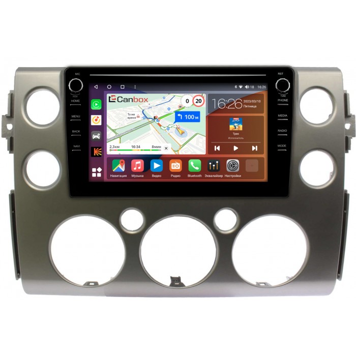 Штатная магнитола Toyota FJ Cruiser (2006-2022) (серебро) Canbox H-Line 7893-9-189 на Android 10 (4G-SIM, 4/64, DSP, IPS) С крутилками