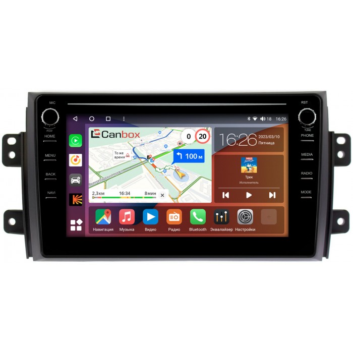 Штатная магнитола Suzuki SX4 I 2006-2014 Canbox H-Line 7893-9035 на Android 10 (4G-SIM, 4/64, DSP, IPS) С крутилками