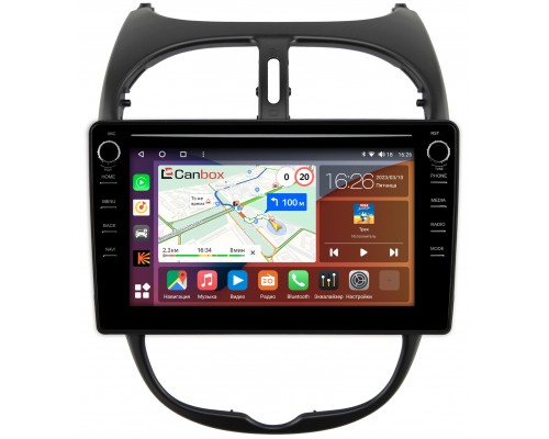 Peugeot 206 (1998-2012) Canbox H-Line 7893-9117 Android 10 (4G-SIM, 4/64, DSP, IPS) С крутилками