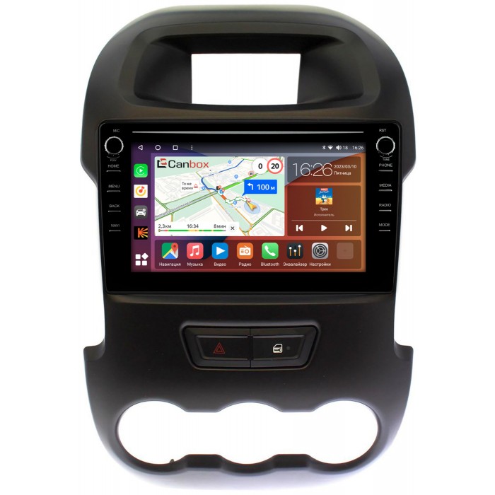 Штатная магнитола Ford Ranger III 2012-2015 Canbox H-Line 7893-9165 на Android 10 (4G-SIM, 4/64, DSP, IPS) С крутилками