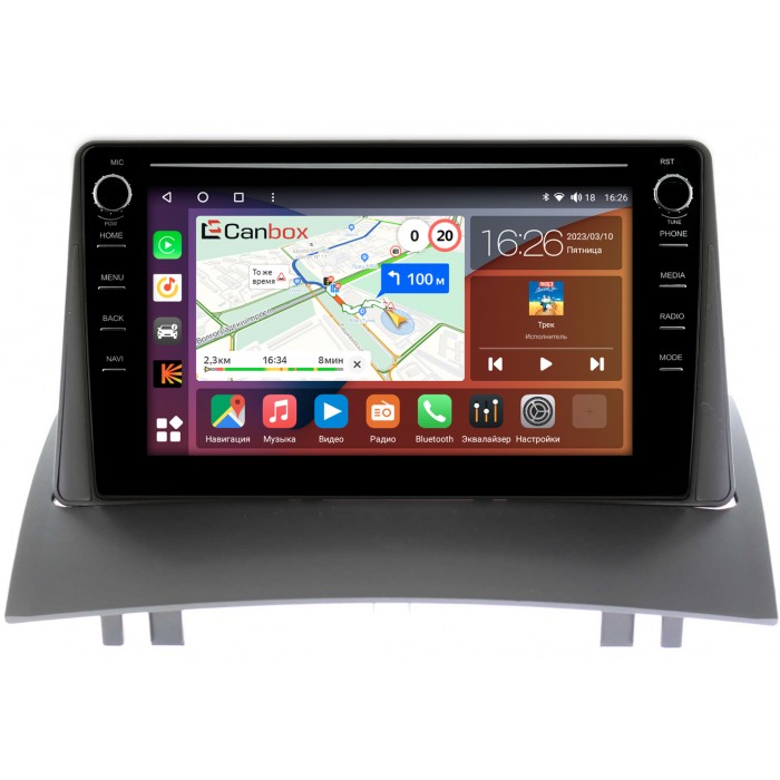 Штатная магнитола Renault Megane II 2002-2009 Canbox H-Line 7893-9231 на Android 10 (4G-SIM, 4/64, DSP, IPS) С крутилками