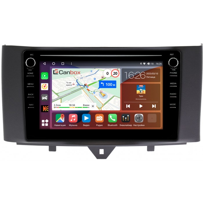 Штатная магнитола Smart Fortwo 2 (2011-2015) Canbox H-Line 7893-9251 на Android 10 (4G-SIM, 4/64, DSP, IPS) С крутилками