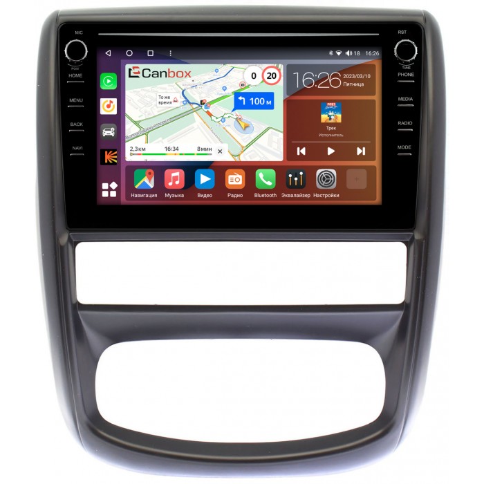 Штатная магнитола Renault Duster (2010-2015) Canbox H-Line 7893-9275 на Android 10 (4G-SIM, 4/64, DSP, IPS) С крутилками