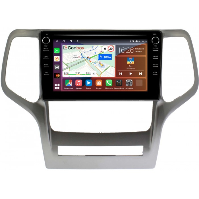 Штатная магнитола Jeep Grand Cherokee 4 (WK2) (2010-2013) Canbox H-Line 7893-9481 на Android 10 (4G-SIM, 4/64, DSP, IPS) С крутилками