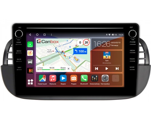 Fiat 500 2 (2007-2015) Canbox H-Line 7894-9-1394 на Android 10 (4G-SIM, 6/128, DSP, IPS) С крутилками