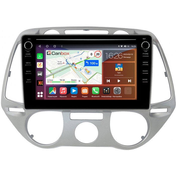 Штатная магнитола Hyundai i20 I 2008-2012 (без климат-контроля) Canbox H-Line 7894-9-1397 на Android 10 (4G-SIM, 6/128, DSP, IPS) С крутилками