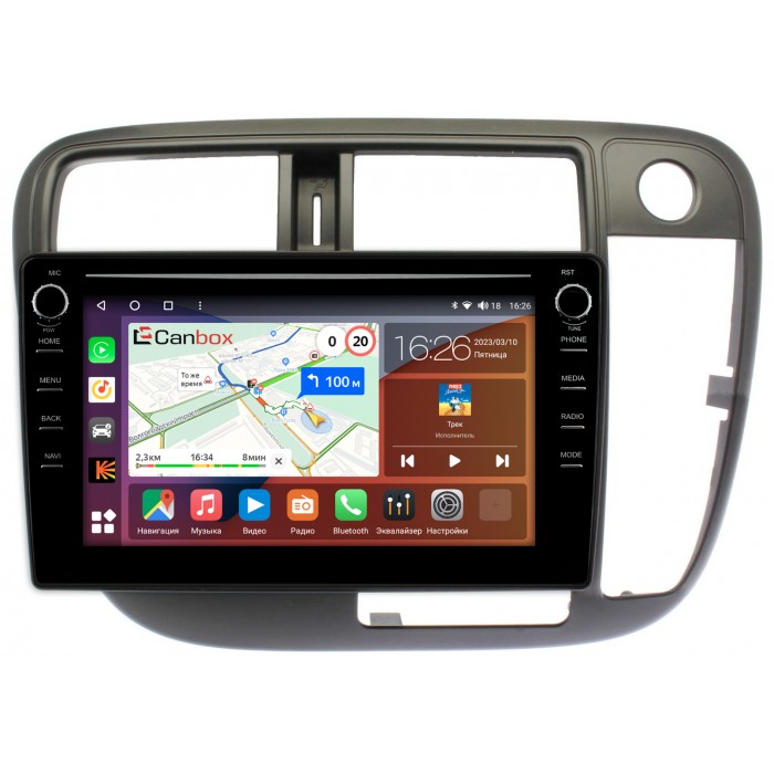 Штатная магнитола Honda Civic 7 (2000-2006) (без климата) Canbox H-Line 7894-9-226 Android 10 (4G-SIM, 6/128, DSP, IPS) С крутилками (правый руль)