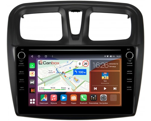 Renault Logan II, Sandero II 2013-2020 (9 дюймов) Canbox H-Line 7894-9-3010 Android 10 (4G-SIM, 6/128, DSP, IPS) С крутилками