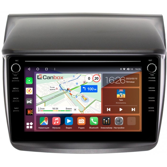 Штатная магнитола Mitsubishi Pajero Sport II 2008-2016, L200 IV 2006-2015 Canbox H-Line 7894-9057 на Android 10 (4G-SIM, 6/128, DSP, IPS) С крутилками