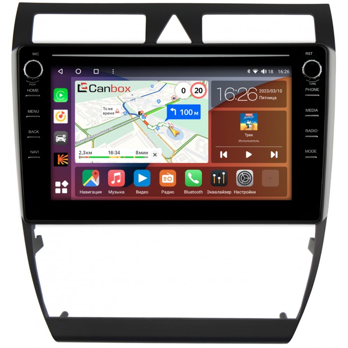 Штатная магнитола Audi A6 II (C5), S6 II (C5), RS6 I (C5) 2002-2005 Canbox H-Line 7894-9110 Android 10 (4G-SIM, 6/128, DSP, IPS) С крутилками
