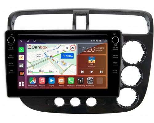 Honda Civic 7 (2000-2006) (с климатом) Canbox H-Line 7894-9206 Android 10 (4G-SIM, 6/128, DSP, IPS) С крутилками (правый руль)