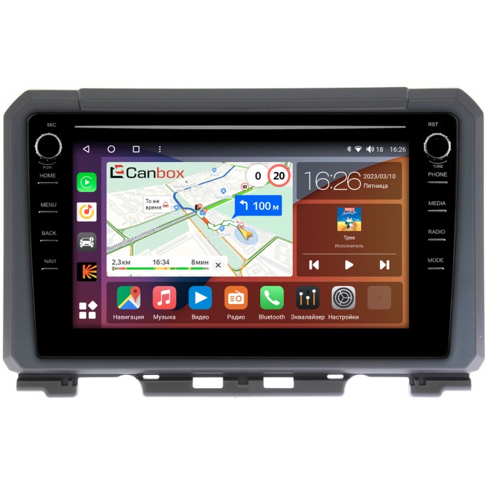 Штатная магнитола Suzuki Jimny IV 2018-2022 Canbox H-Line 7894-9216 Android 10 (4G-SIM, 6/128, DSP, IPS) С крутилками