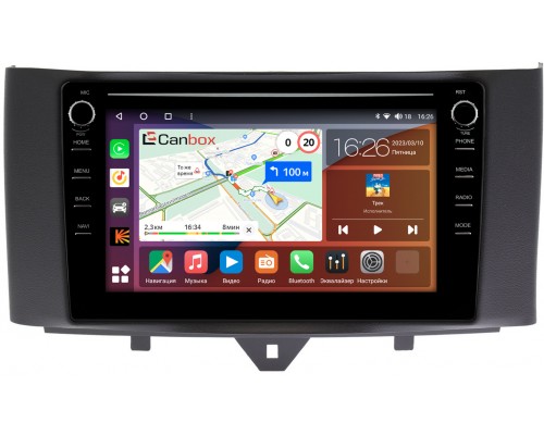 Smart Fortwo 2 (2011-2015) Canbox H-Line 7894-9251 на Android 10 (4G-SIM, 6/128, DSP, IPS) С крутилками