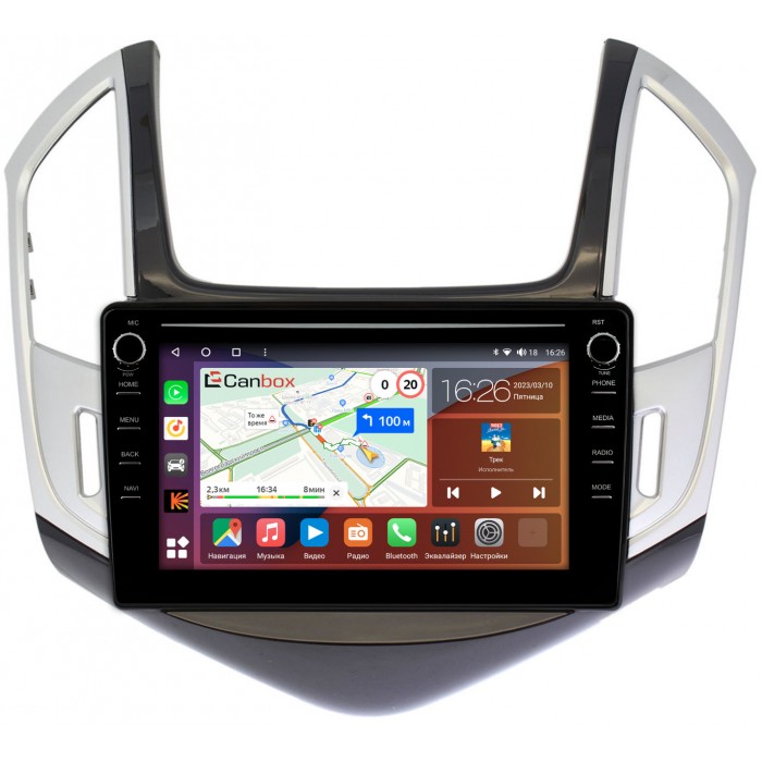 Штатная магнитола Chevrolet Cruze (2012-2016) (черно-серый глянец) Canbox H-Line 7894-9265 на Android 10 (4G-SIM, 6/128, DSP, IPS) С крутилками