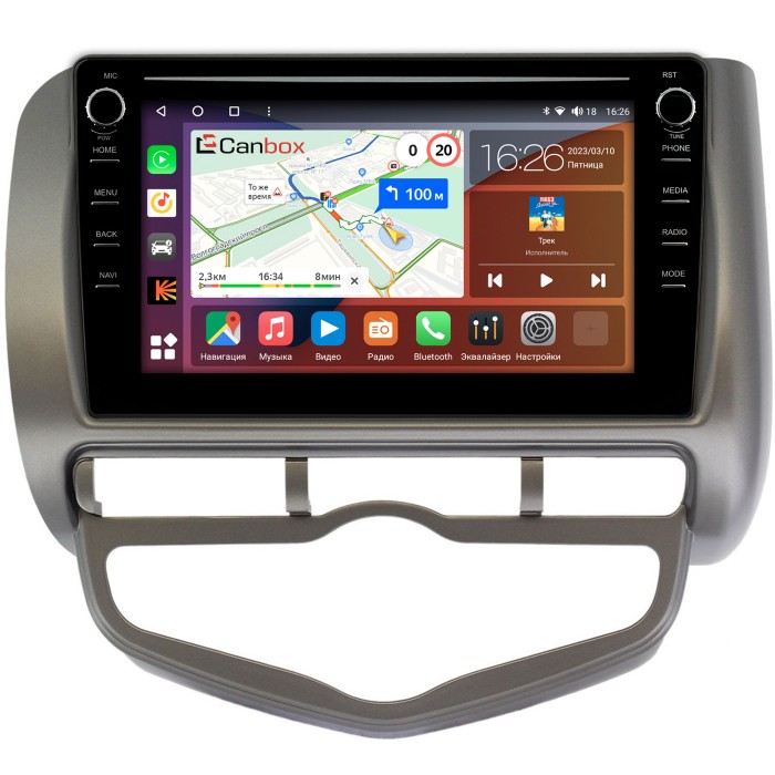 Штатная магнитола Honda Jazz I 2001-2008 (левый руль) Canbox H-Line 7894-9267 Android 10 (4G-SIM, 6/128, DSP, IPS) С крутилками