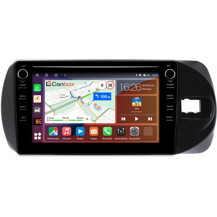 Штатная магнитола Toyota Vitz III (XP130) 2014-2019 (Тип 1) Canbox H-Line 7894-9374 на Android 10 (4G-SIM, 6/128, DSP, IPS) С крутилками