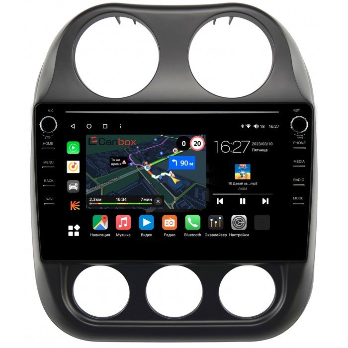 Штатная магнитола Jeep Compass, Liberty (Patriot) (2009-2016) Canbox M-Line 7895-10-810 на Android 10 (4G-SIM, 2/32, DSP, QLed) С крутилками