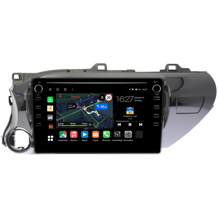 Штатная магнитола Toyota Hilux VIII 2015-2022 Canbox M-Line 7895-1056 на Android 10 (4G-SIM, 2/32, DSP, QLed) С крутилками (для любой комплектации)