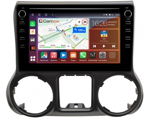 Jeep Wrangler III (JK) 2011-2018 Canbox H-Line 7896-10-009 на Android 10 (4G-SIM, 3/32, DSP, QLed) С крутилками