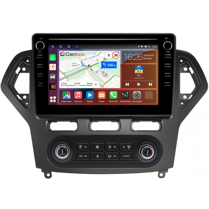 Штатная магнитола Ford Mondeo IV 2007-2010 Canbox H-Line 7896-10-1380 на Android 10 (4G-SIM, 3/32, DSP, QLed) С крутилками