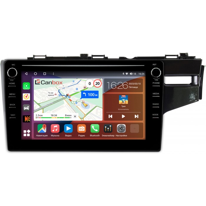 Штатная магнитола Honda Fit 3 (2013-2020) (правый руль) Canbox H-Line 7896-10-508 на Android 10 (4G-SIM, 3/32, DSP, QLed) С крутилками