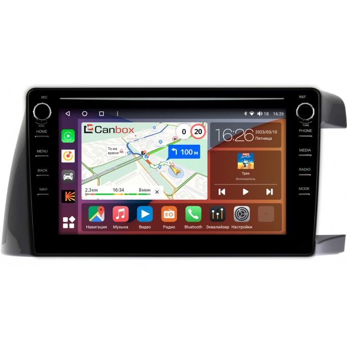 Штатная магнитола Toyota Wish I 2003-2009 (Тип 2) Canbox H-Line 7896-10-TO383T на Android 10 (4G-SIM, 3/32, DSP, QLed) С крутилками