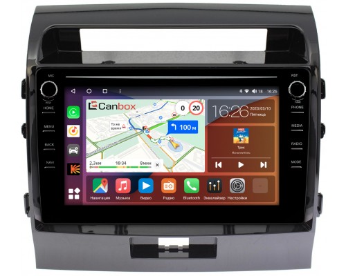 Toyota Land Cruiser 200 2007-2015 для авто с NAVI (черная глянцевая) Canbox H-Line 7896-1006 на Android 10 (4G-SIM, 3/32, DSP, QLed) С крутилками