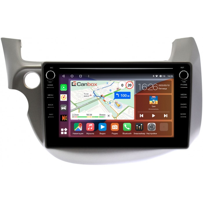 Штатная магнитола Honda Jazz II 2008-2014 (левый руль) Canbox H-Line 7896-1067 на Android 10 (4G-SIM, 3/32, DSP, QLed) С крутилками