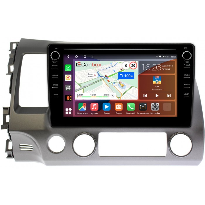 Штатная магнитола Honda Civic 8 (4D) (2005-2012) Canbox H-Line 7897-10-063 на Android 10 (4G-SIM, 4/64, DSP, QLed) С крутилками